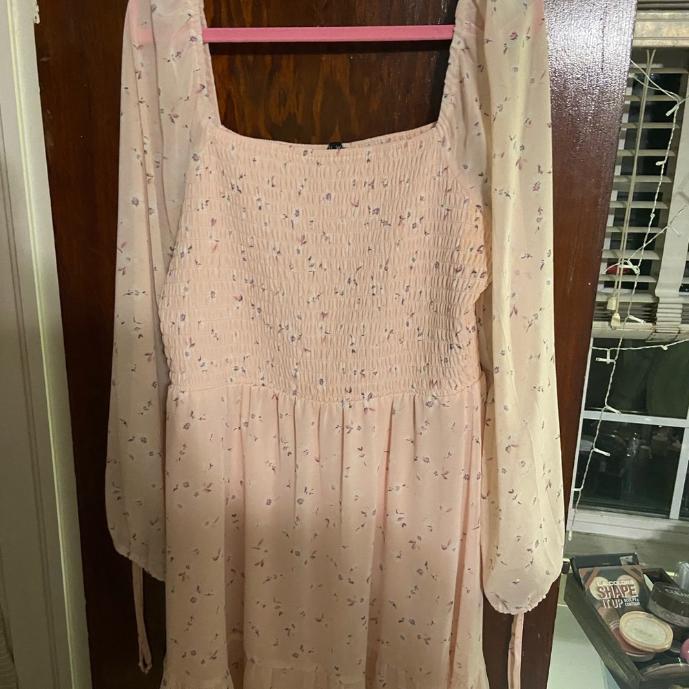 Floral Pink Long Sleeve Dress